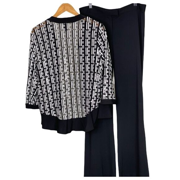 BLACK and White Sequin Beaded Open Front Jacket - Picture 12 of 13